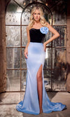 Prom Dresses Fitted Slit Long Formal Velvet Prom Dress Black Blue