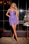 Cocktail Dresses Short Beadwork Feather Homecoming Dress Purple