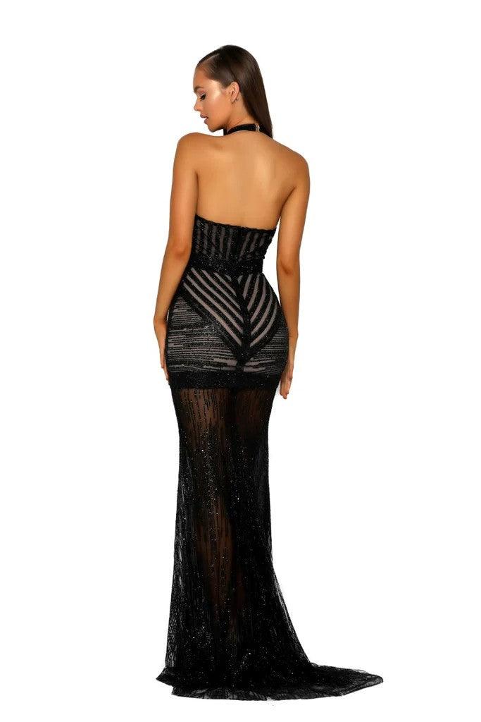 Prom Dresses Long Halter Glitter Prom Dress Black