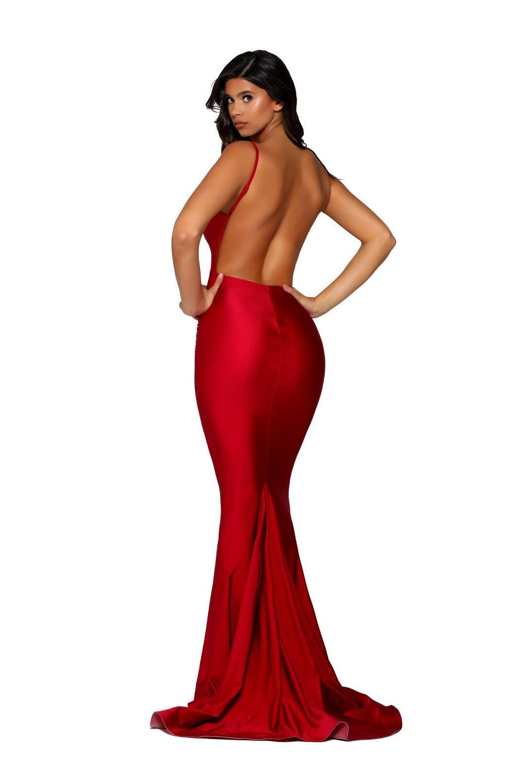 Prom Dresses Long Spaghetti strap Mermaid Prom Gown Red