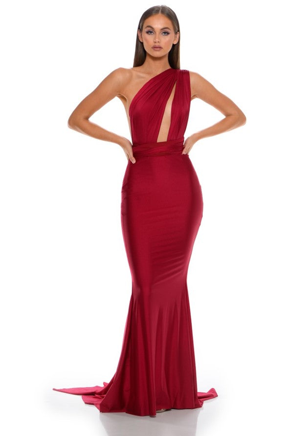 Formal Dresses Long Sleeveless Fitted Formal Dress Deep Red