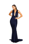 Formal Dresses Long Sleeveless Fitted Formal Dress Navy