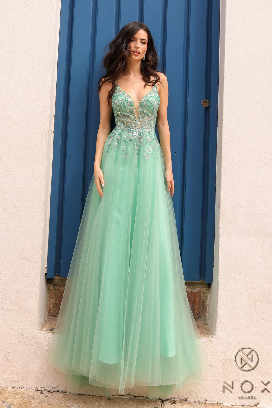 Prom Dresses A Line Beaded Long Prom Gown Dusty Sage