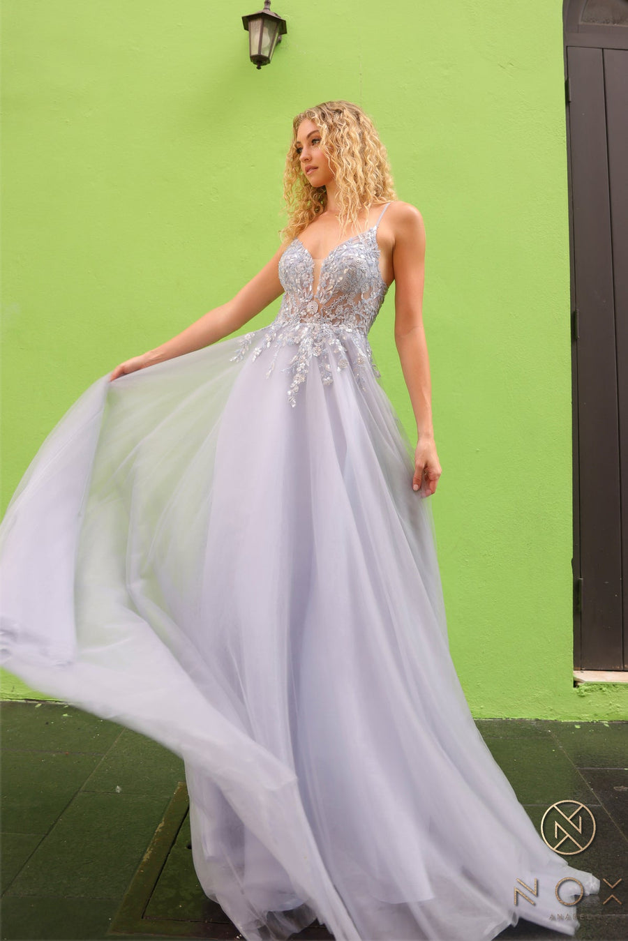 Prom Dresses A Line Beaded Long Prom Gown Light Gray