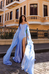 Prom Dresses Long Fitted Prom Slit Dress Light Blue
