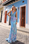 Prom Dresses Long Formal Sequins Prom Dress Blue Multi