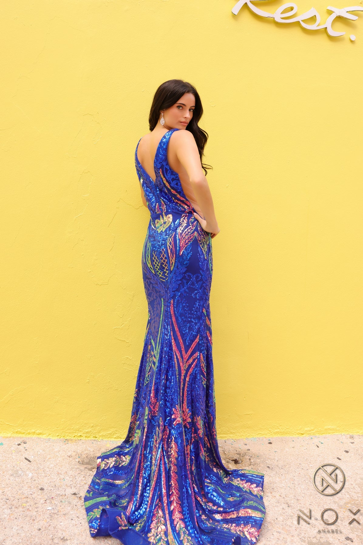 Prom Dresses Long Formal Sequins Prom Dress Royal Multi