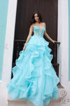 Prom Dresses Long Prom Ruffle A Line Gown Aqua Blue