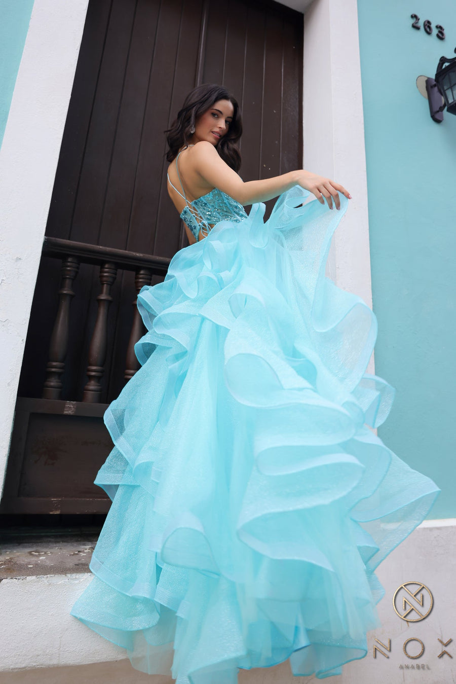 Prom Dresses Long Prom Ruffle A Line Gown Aqua Blue