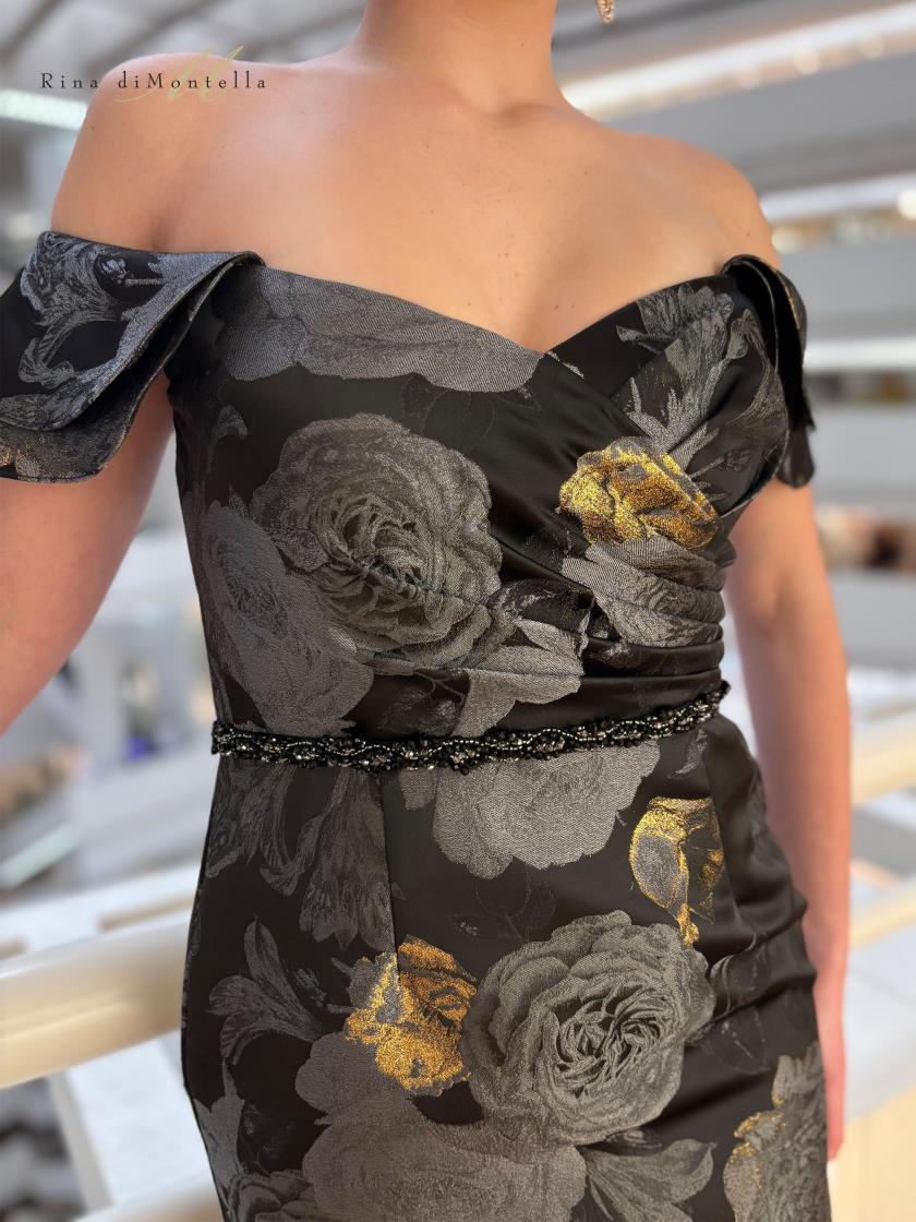 Cocktail Dresses Floral Fitted Cocktail Knee Length Dress Black Multi