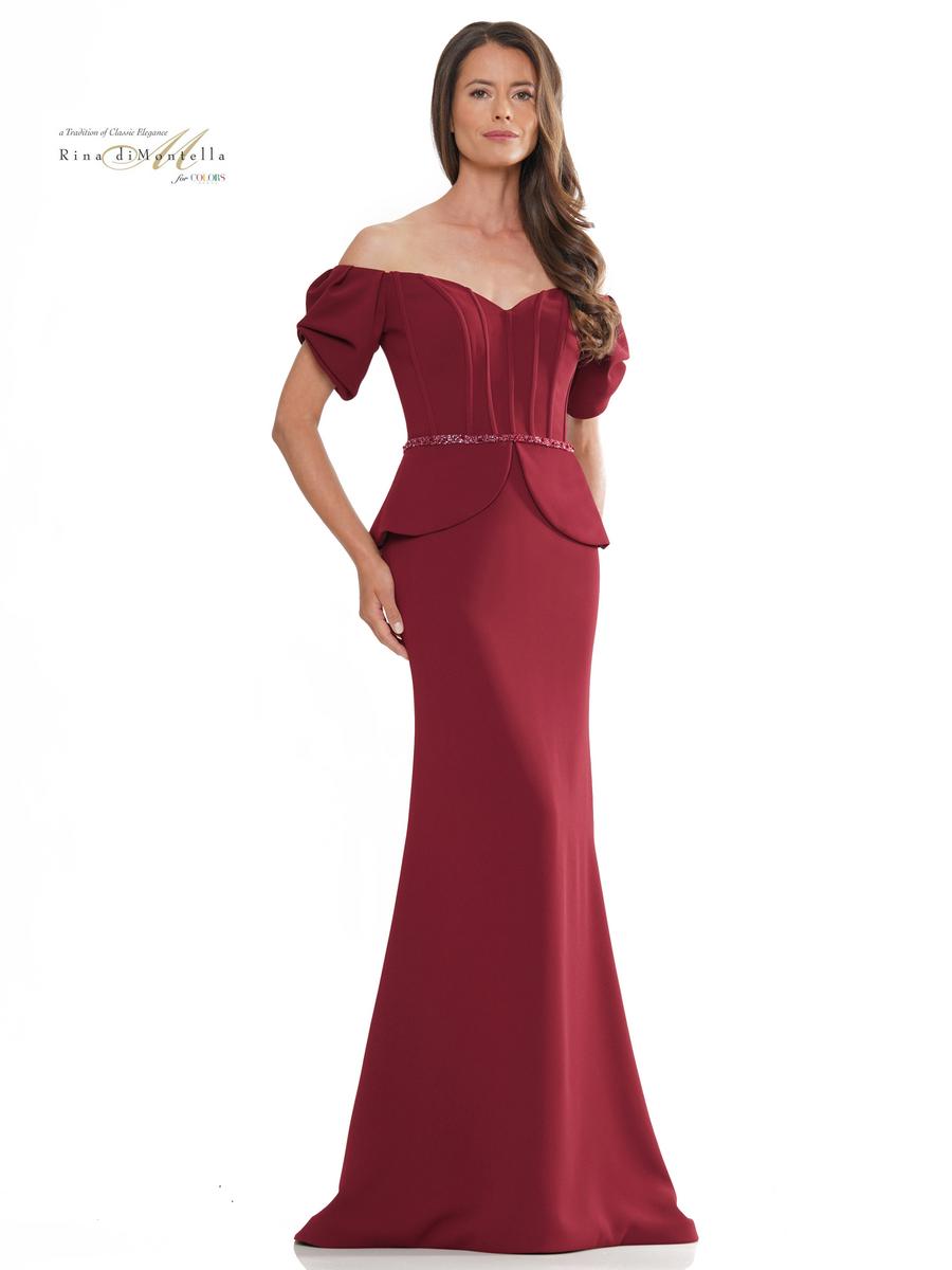 Formal Dresses Bonning Bodice Peplum Long Formal Dress Burgundy