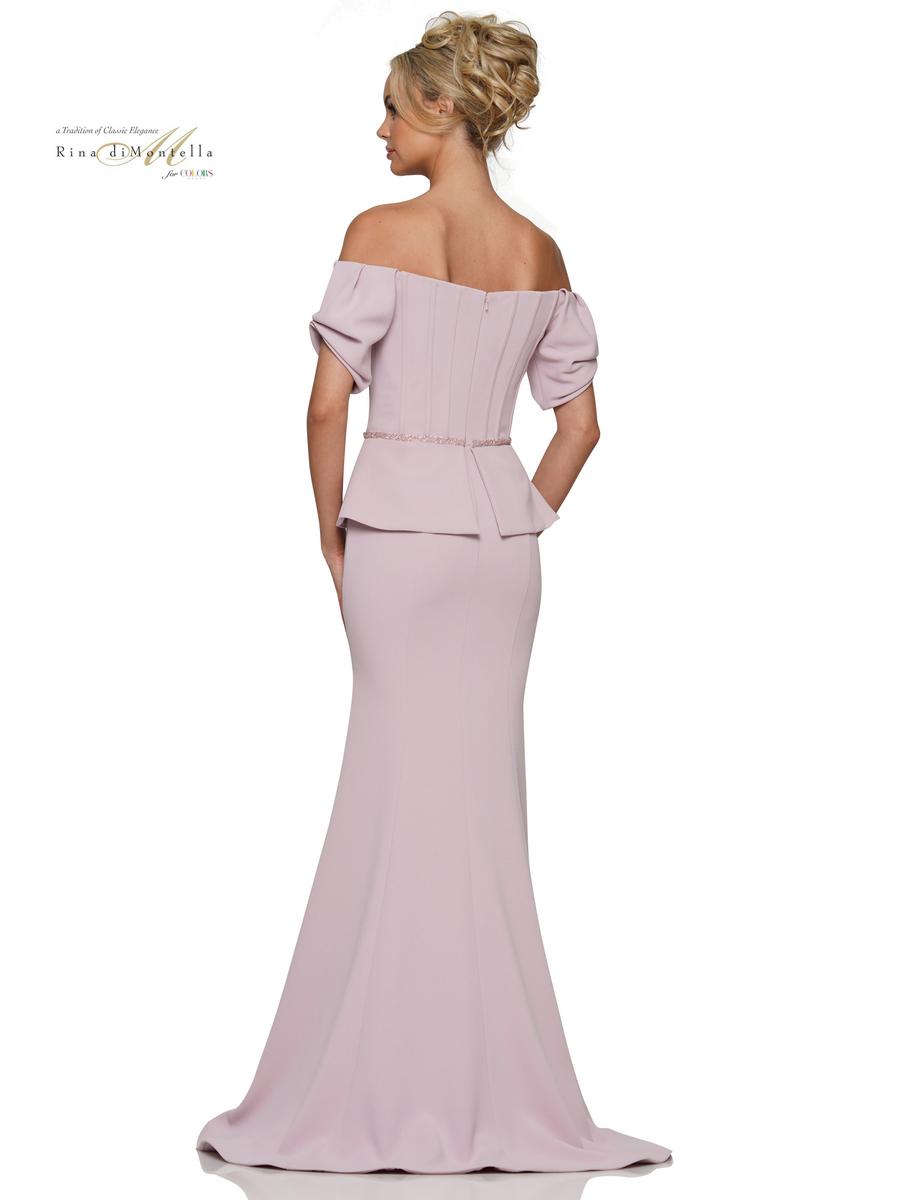Formal Dresses Bonning Bodice Peplum Long Formal Dress Dusty Rose