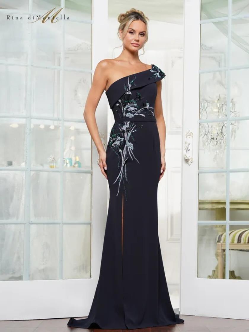 Formal Dresses Long Fitted Slit Formal Dress Navy