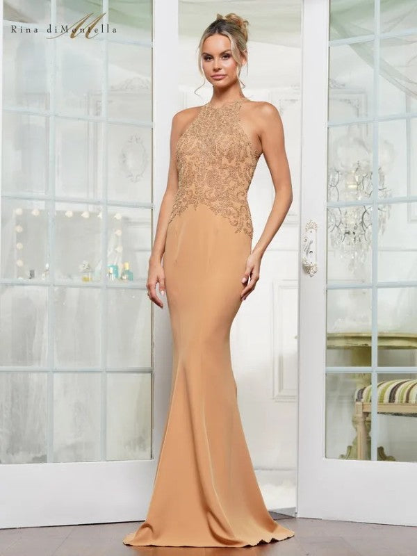 Formal Dresses Formal Fitted Long Evening Dress   Gold