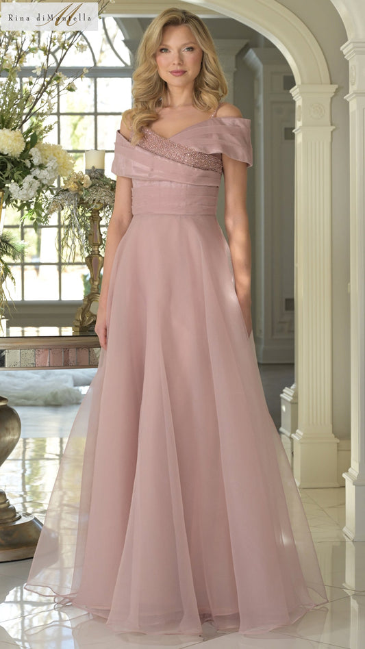 Formal Dresses A Line Beaded Long Formal Evening Dress Dusty Rose