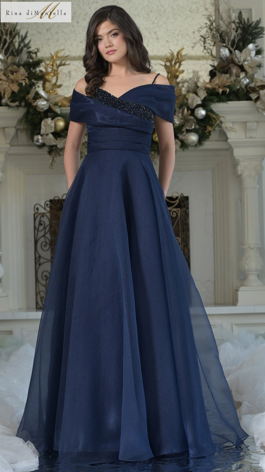 Formal Dresses A Line Beaded Long Formal Evening Dress Navy