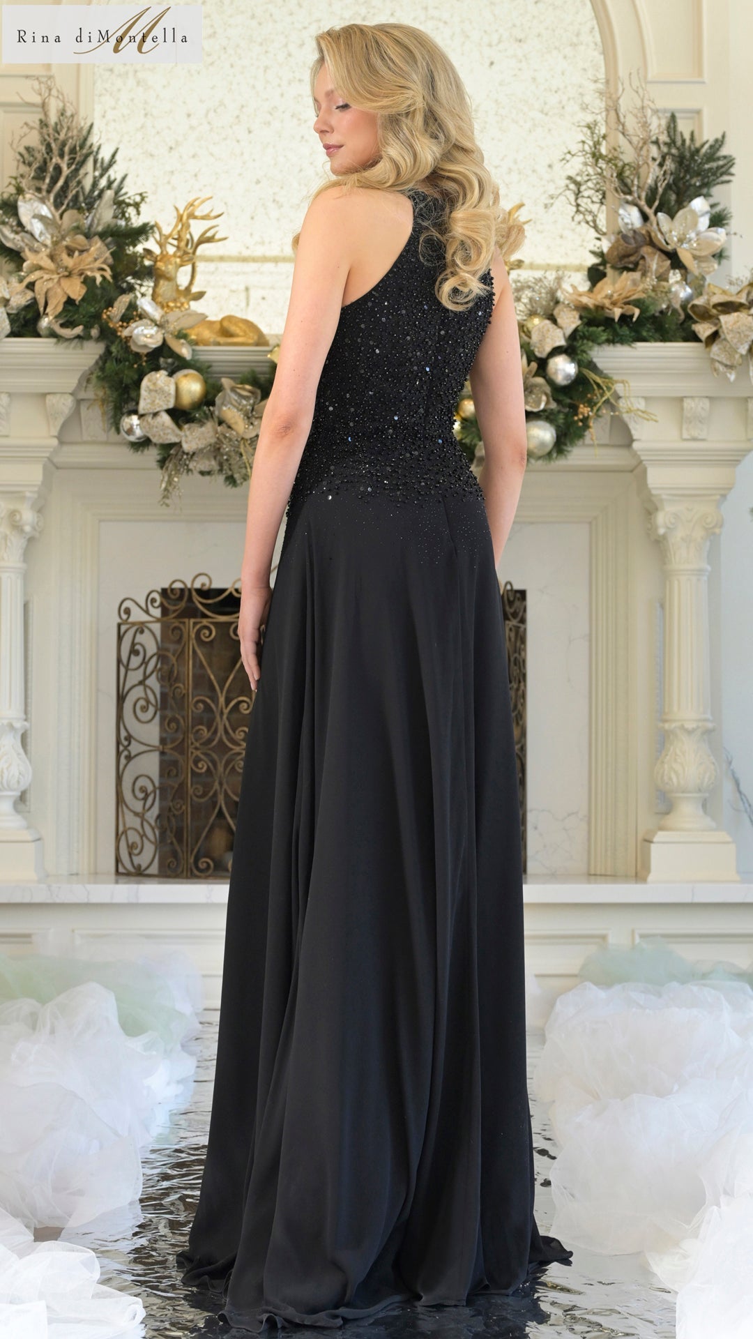 Formal Dresses Long Formal Pleated Evening Dress Black