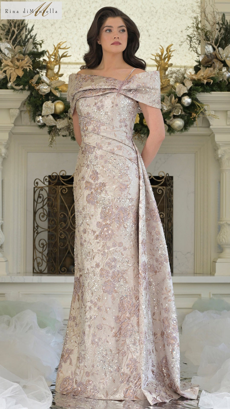 Formal Dresses Long Formal Pleated Evening Dress Rose Multi