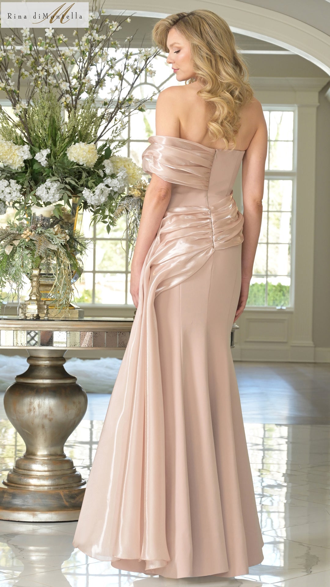 Formal Long Formal Evening Pleated Dress Champagne