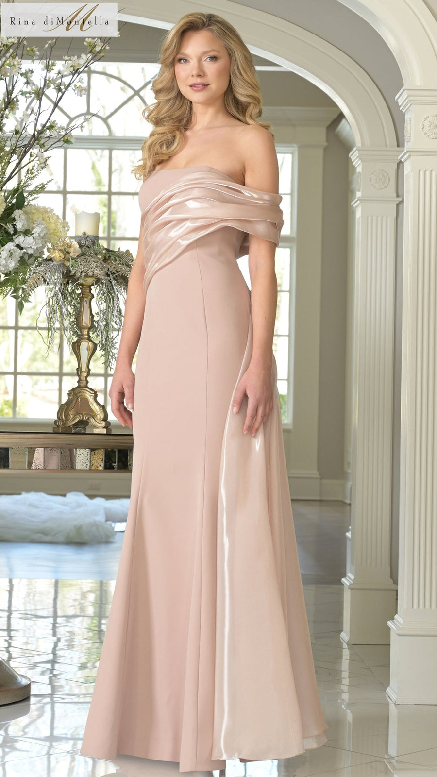 Formal Long Formal Evening Pleated Dress Champagne