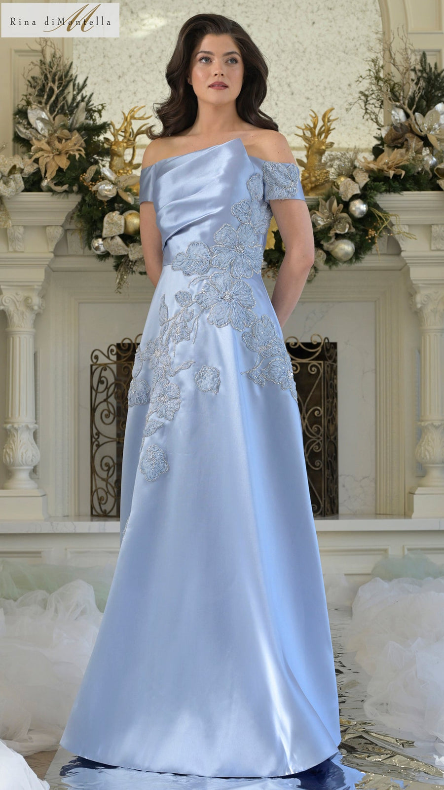 Formal Dresses Long Evening Formal Pleated Dress Sky Blue
