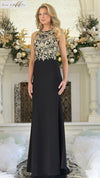 Formal Dresses Fitted Formal Long Evening Dress Black Gold