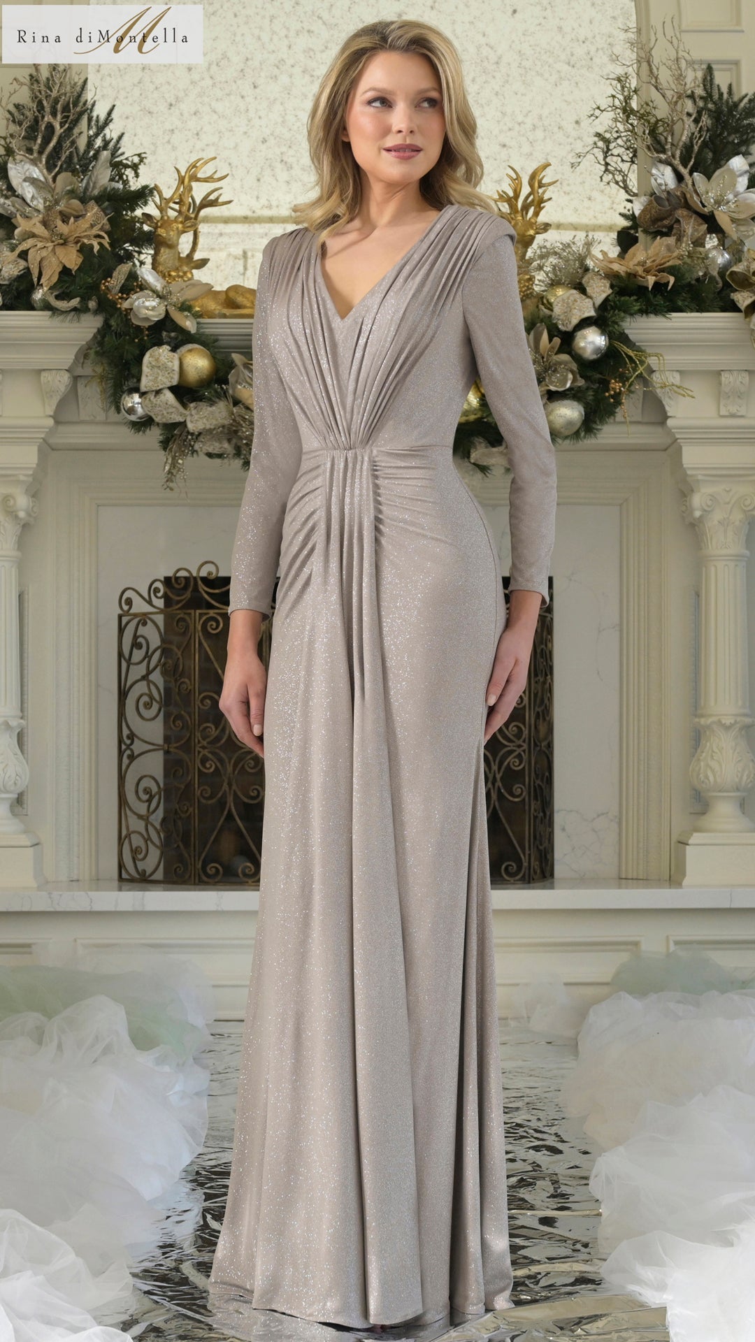 Mother of the Bride Dresses Pleated Long Mother of the Bride Dress Taupe
