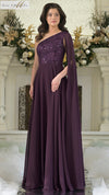 Formal Dresses Long A Line Formal Pleated Evening Dress Eggplant