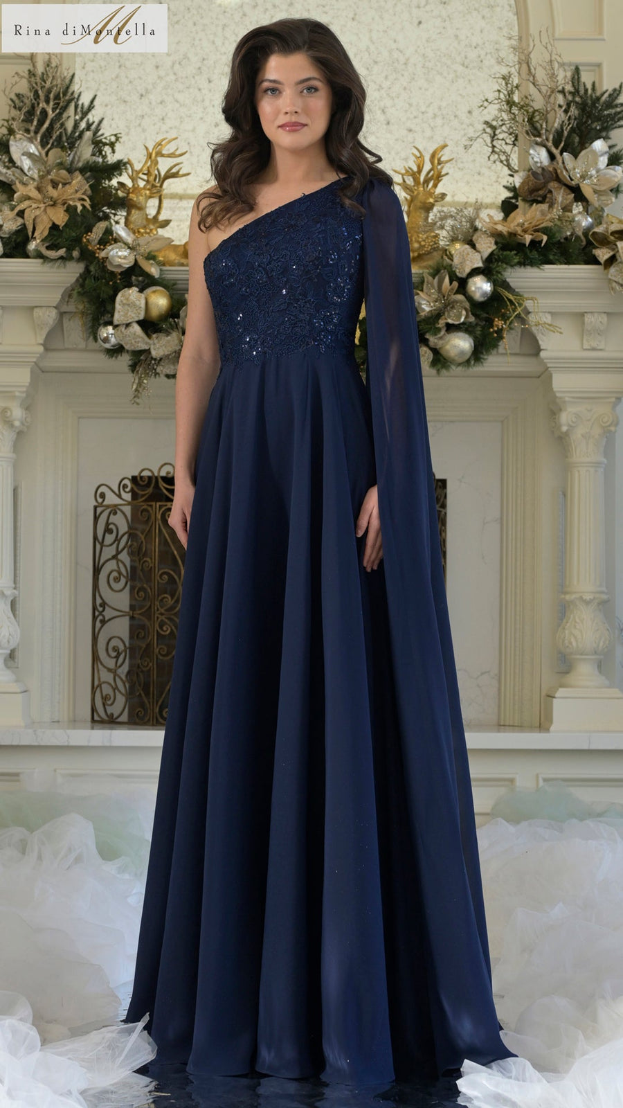 Formal Dresses Long A Line Formal Pleated Evening Dress Navy