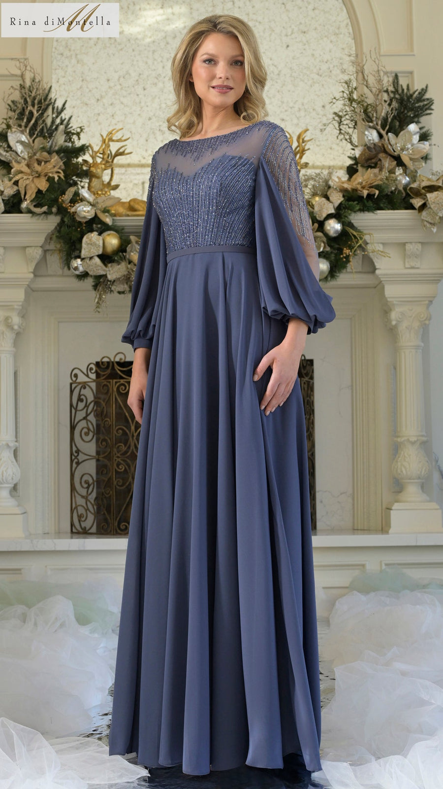 Mother of the Bride Dresses Long A Line Mother of the Bride Beaded Dress Slate Blue