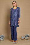Pant Suit Metallic Lace Petite Pant Suit Cadet