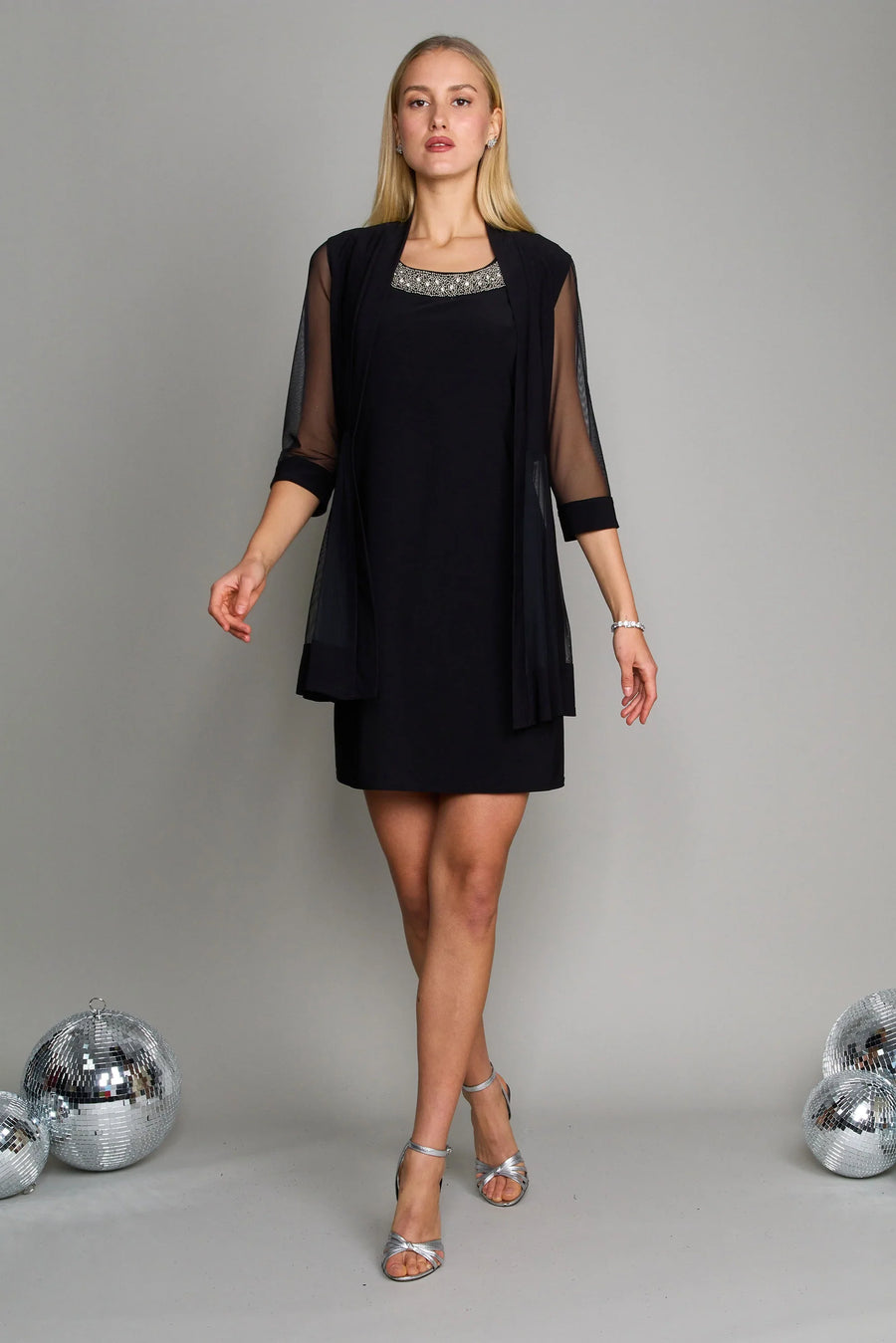 Mother of the Bride Dresses Short Beaded Petite Jacket Dress Black