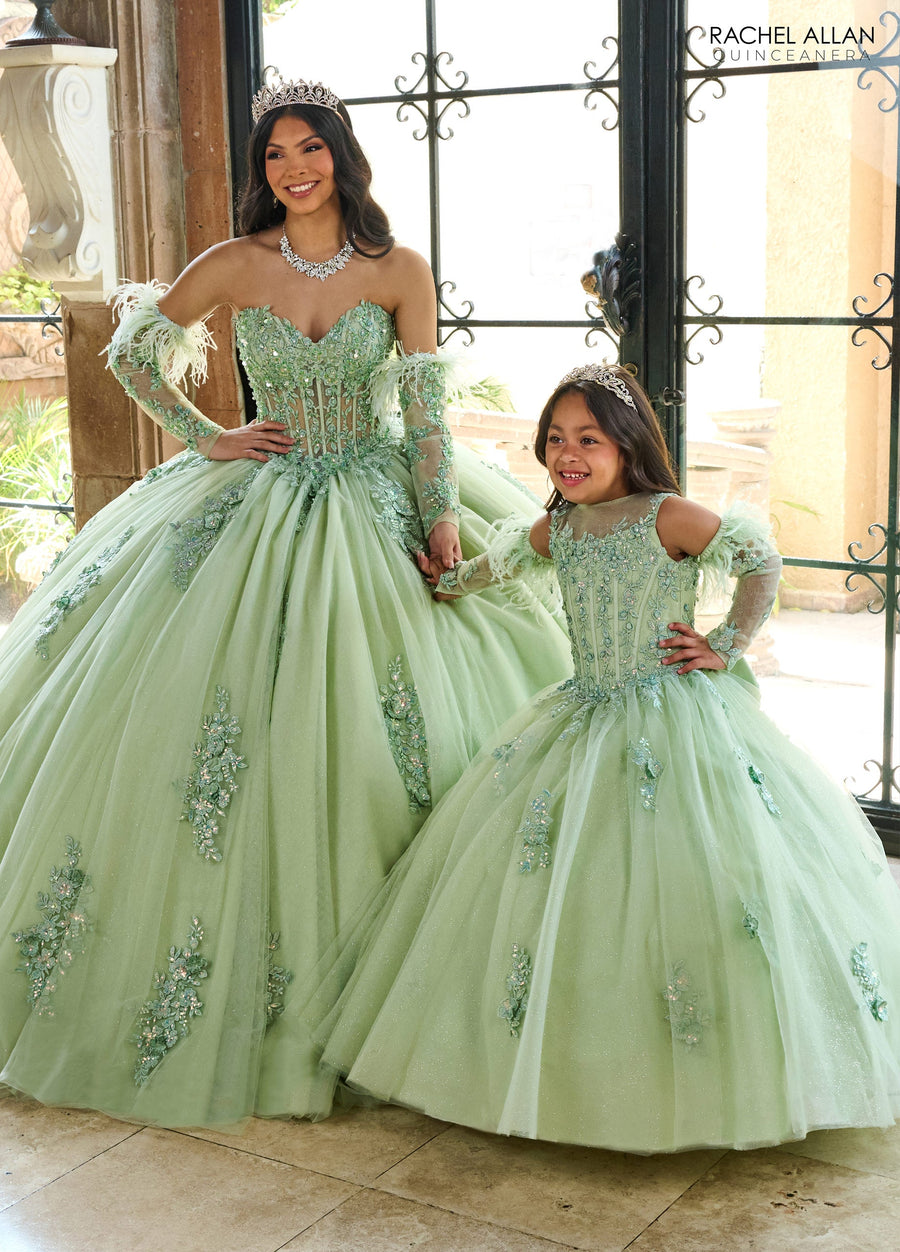 Flower Girl Dresses Detachable Sleeve Flower Girl Dress Sage