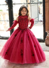 Flower Girl Dresses Detachable Sleeve Flower Girl Dress Wine