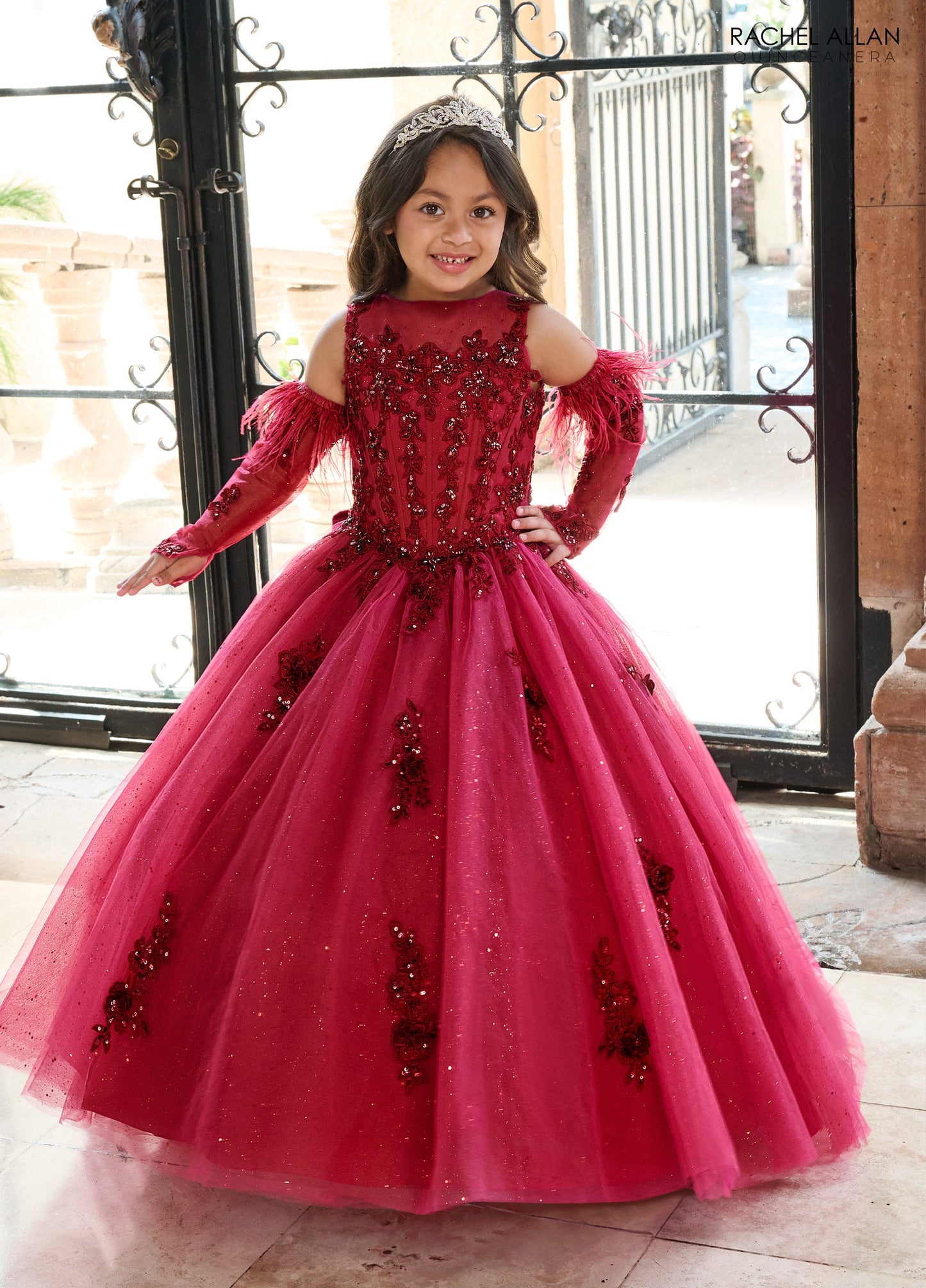Flower Girl Dresses Detachable Sleeve Flower Girl Dress Wine