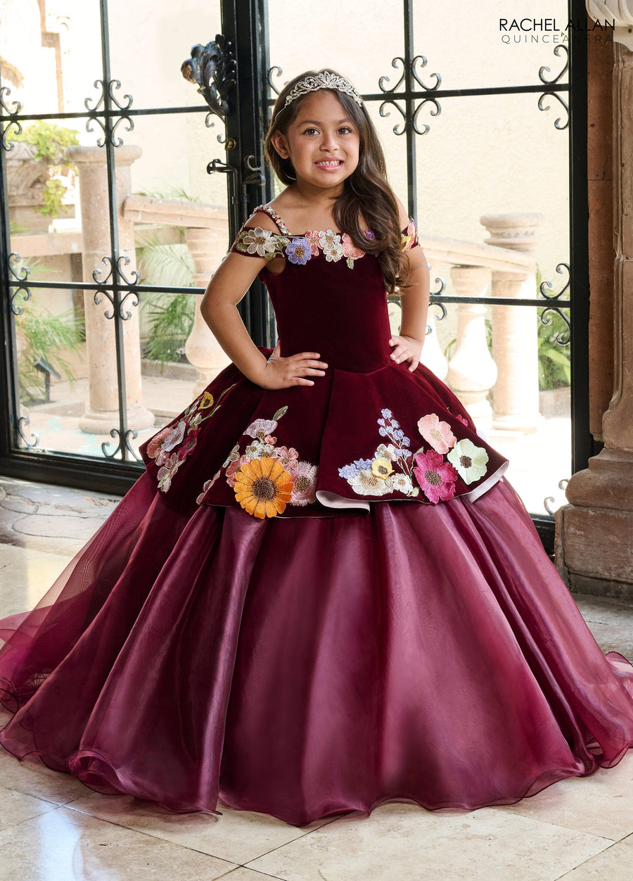 Flower Girl Dresses Floral Applique Flower Girl Dress Burgundy Multi