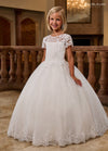 Flower Girl Dresses Long Glitter Ball Gown Flower Girl Applique Dress Ivory