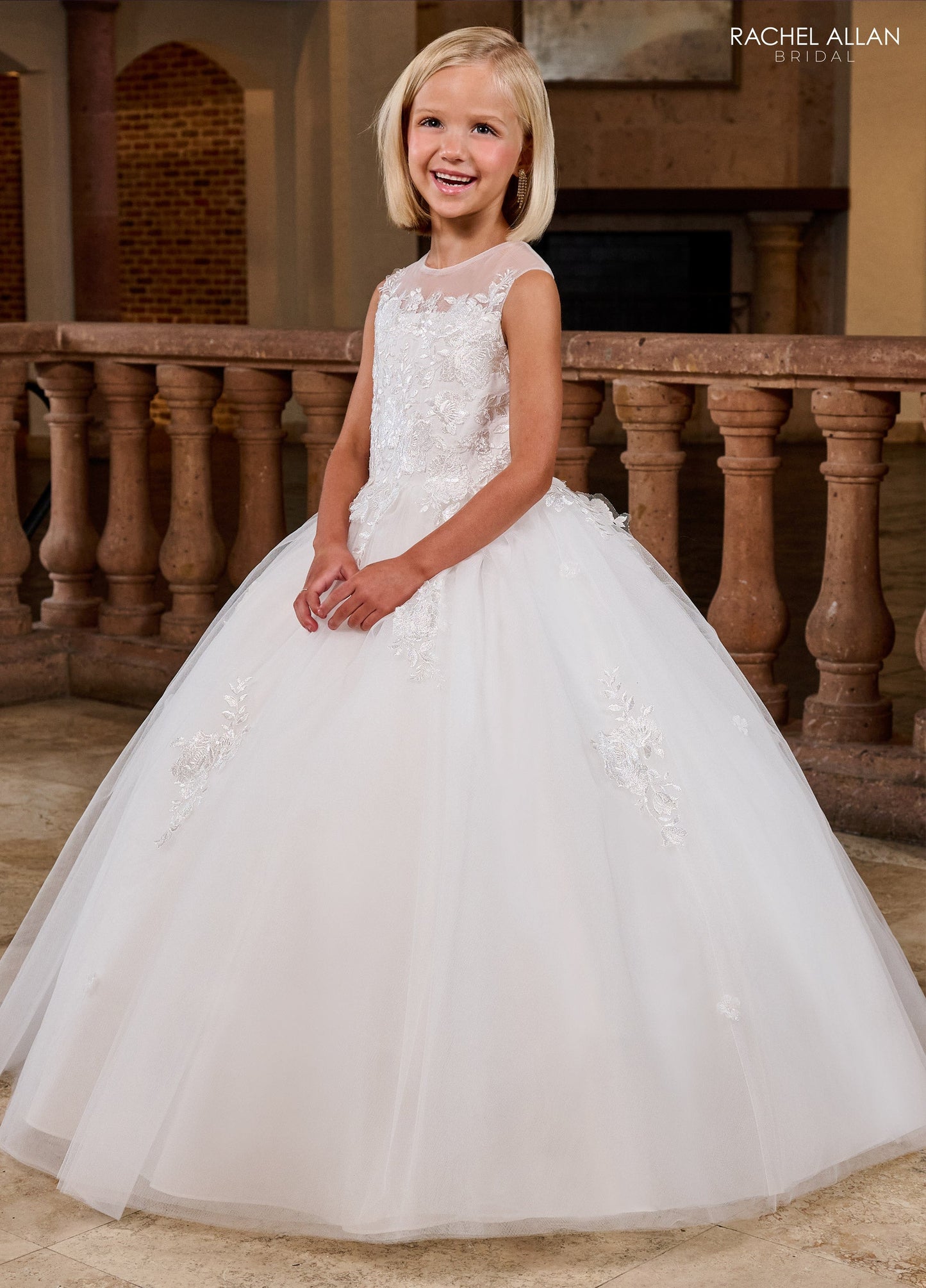 Flower Girl Dresses Ball Gown Lace Applique Flower Girl Long Dress Ivory