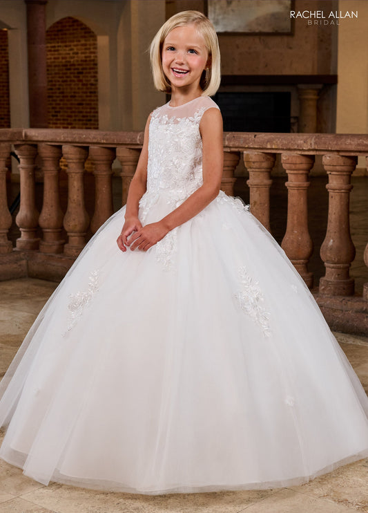 Flower Girl Dresses Ball Gown Lace Applique Flower Girl Long Dress Ivory