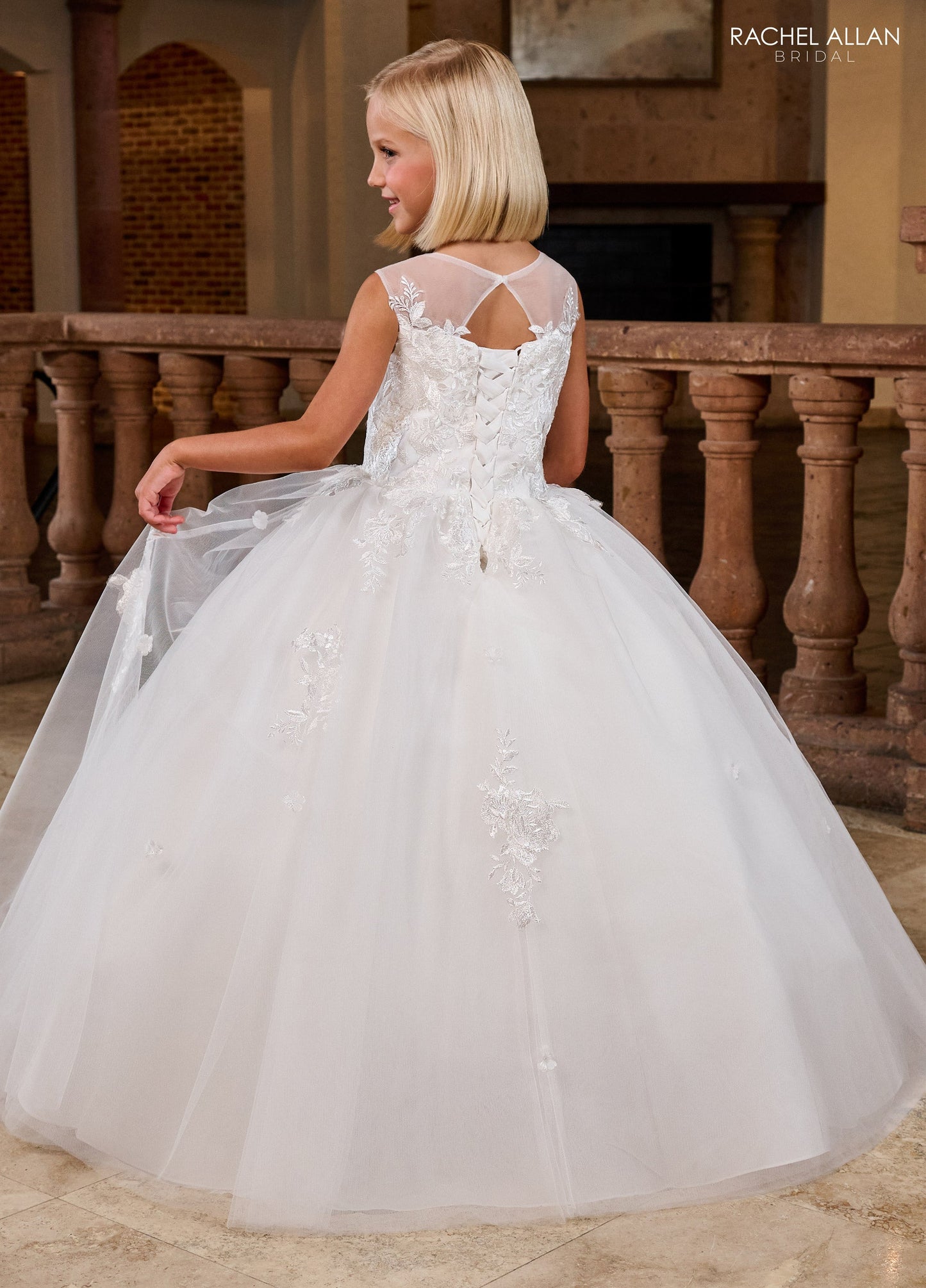 Flower Girl Dresses Ball Gown Lace Applique Flower Girl Long Dress Ivory