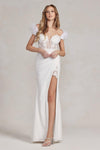 Nox Anabel S1229W Long Off Shoulder Wedding Dress White