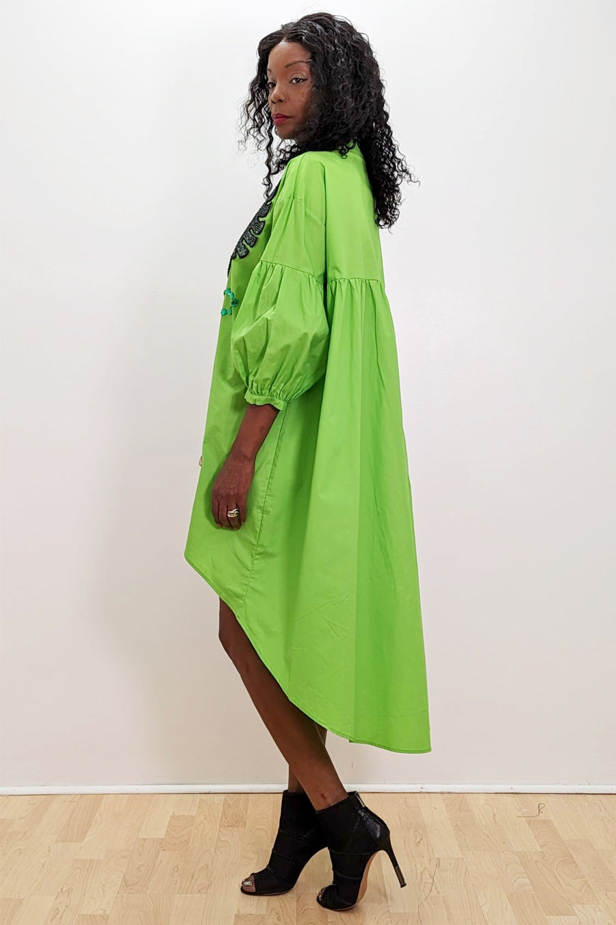 Cocktail Dresses Long Sleeve Sequin Hi Low Dress  Green