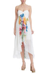 Cocktail Dresses Floral High Low Pleated Cocktail Dress White Multi