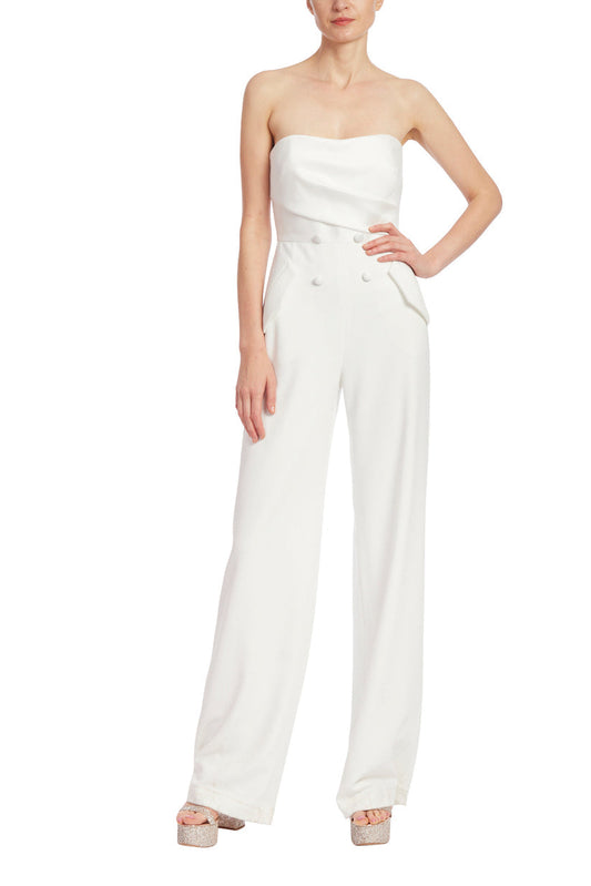 Jumpsuit Long Formal Tuxedo Pockets Jumpsuit Light Ivory