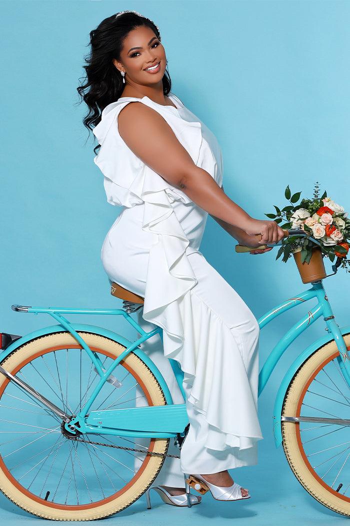 Plus Size Bridal Wedding Jumpsuit Ivory
