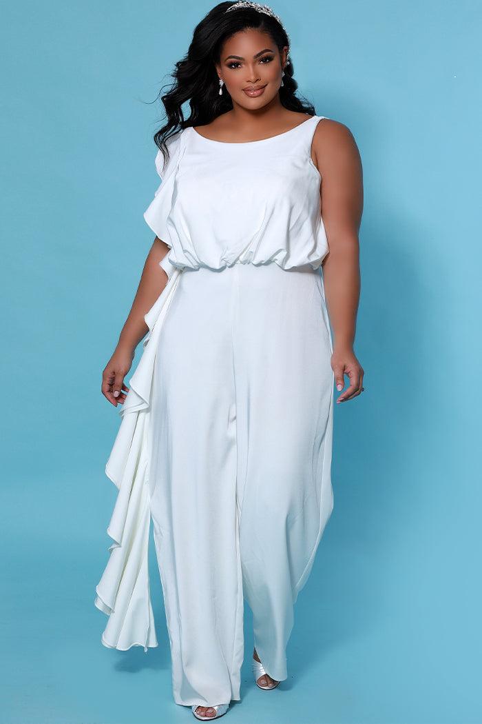 Plus Size Bridal Wedding Jumpsuit Ivory