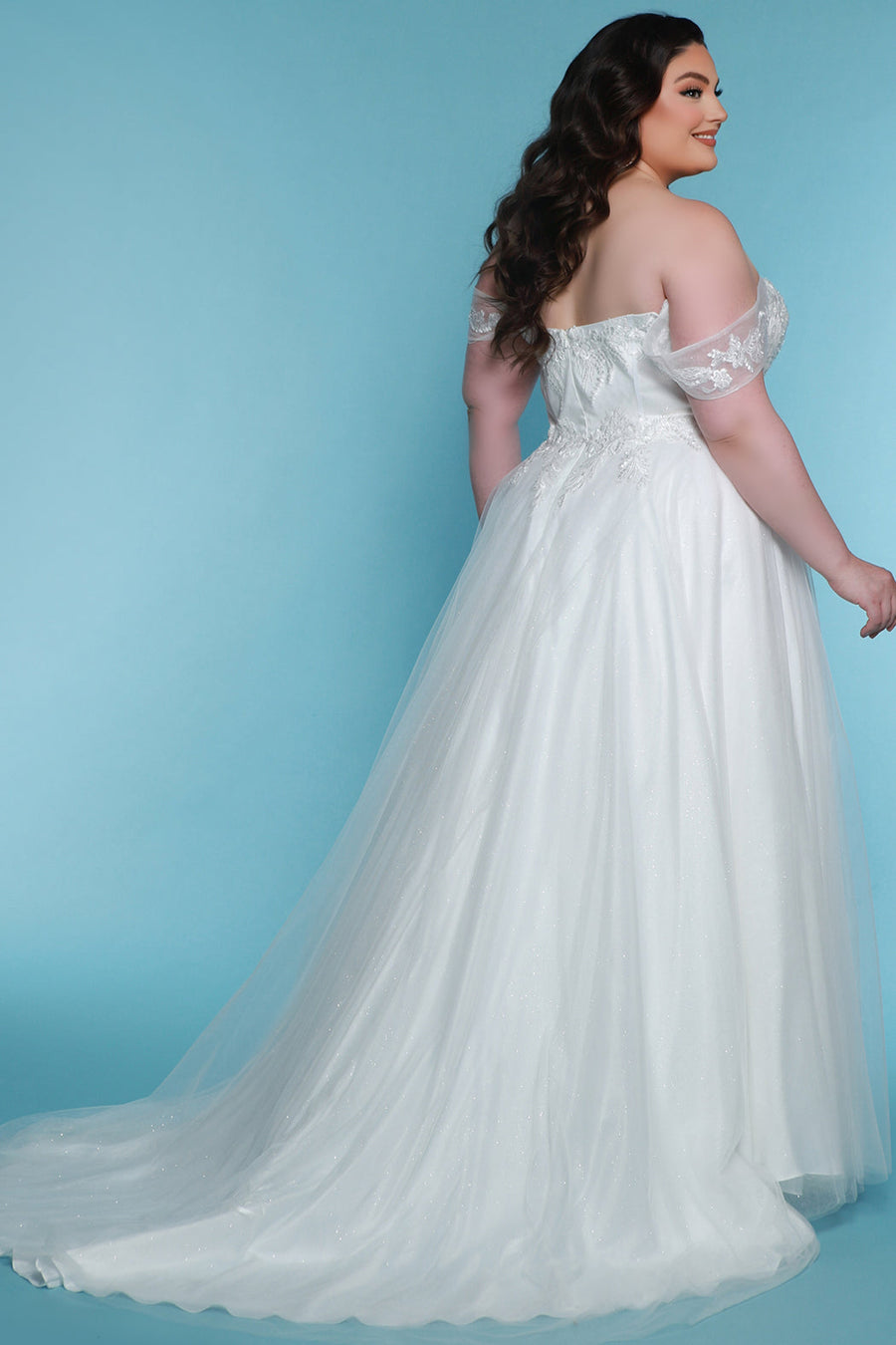 Wedding Dresses Long Sequin A Line Floral Lace Wedding Dress Ivory