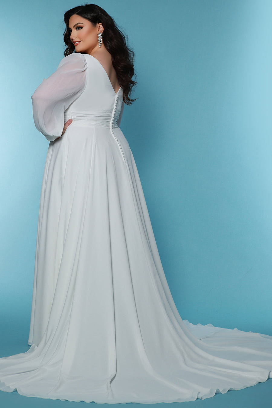 Wedding Dresses A Line Long Pleated Wedding Dress Ivory