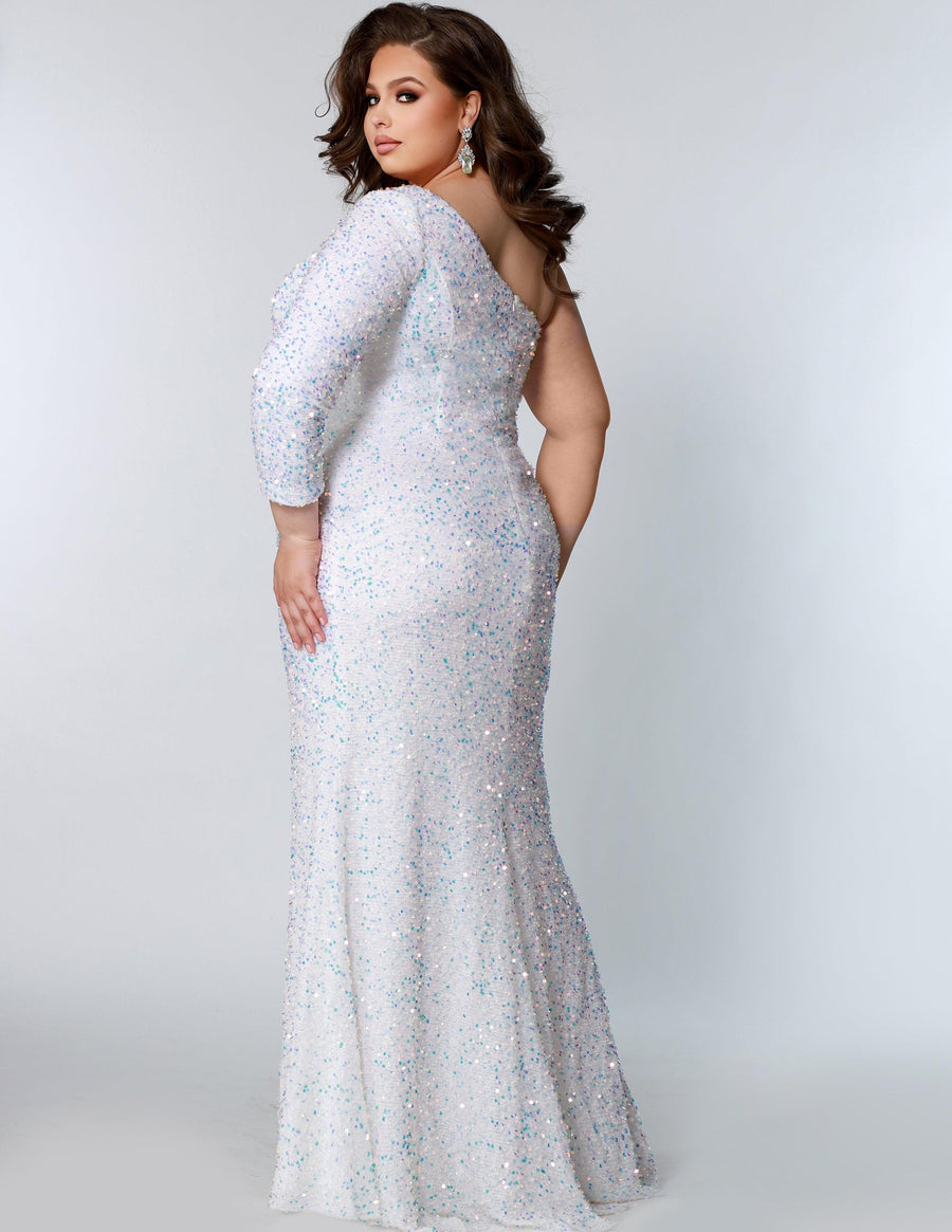 Long Plus Size Formal Prom Dress Pearlescent