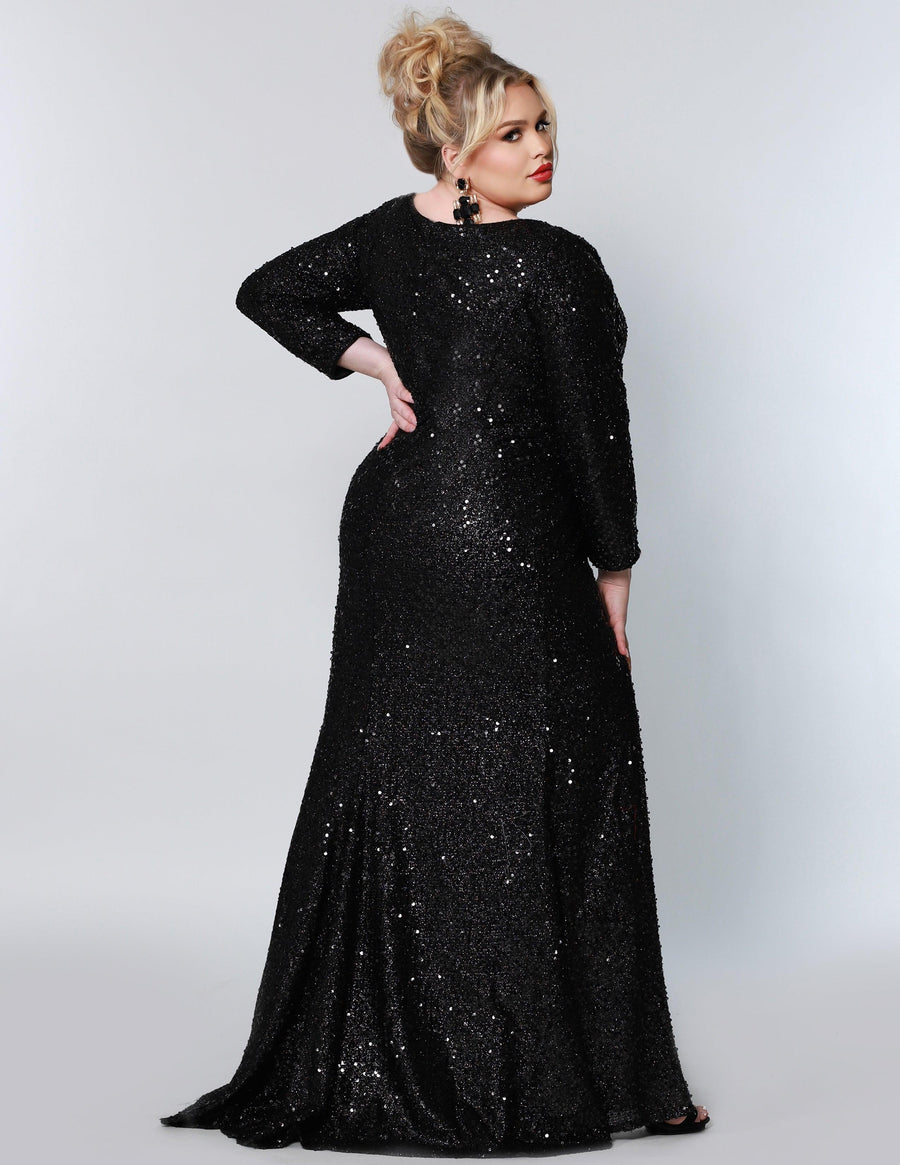 Long Sleeve Plus Size Formal Dress Onyx